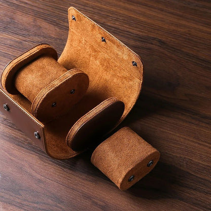 Portable Vintage Leather Watch Roll Travel Case