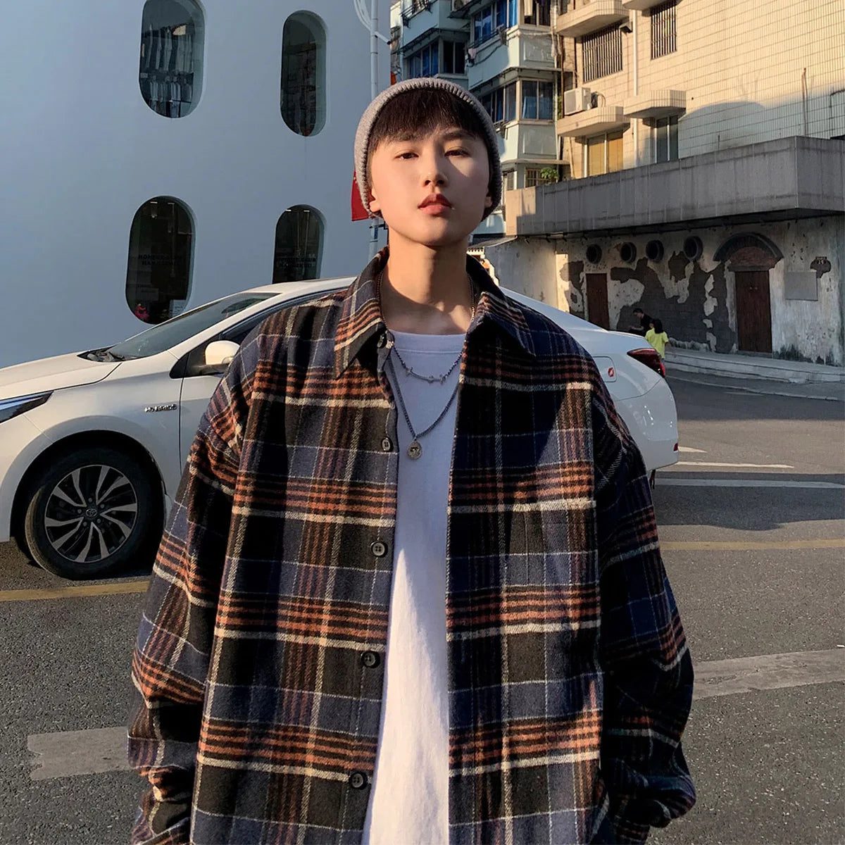 2023 Vintage Oversized Plaid Flannel Shirt