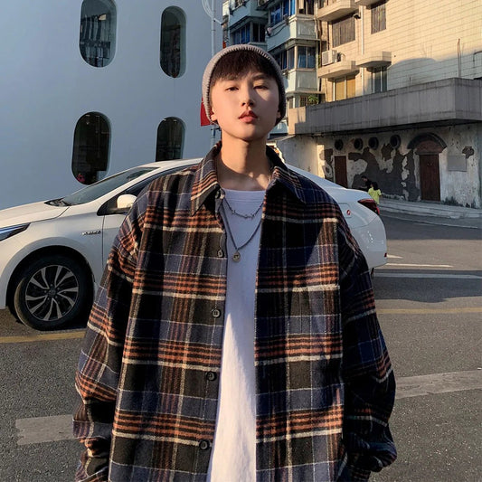 2023 Vintage Oversized Plaid Flannel Shirt