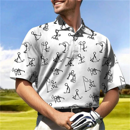 Men's Casual 3D Golf Polo Shirt