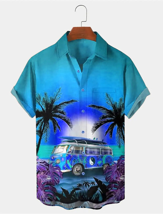 Men's Hawaiian Shirt with Palm Tree Prints