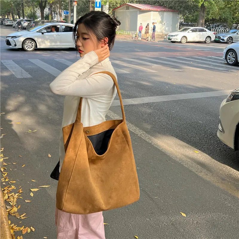 Large Capacity Faux Suede Tote Bag 2024
