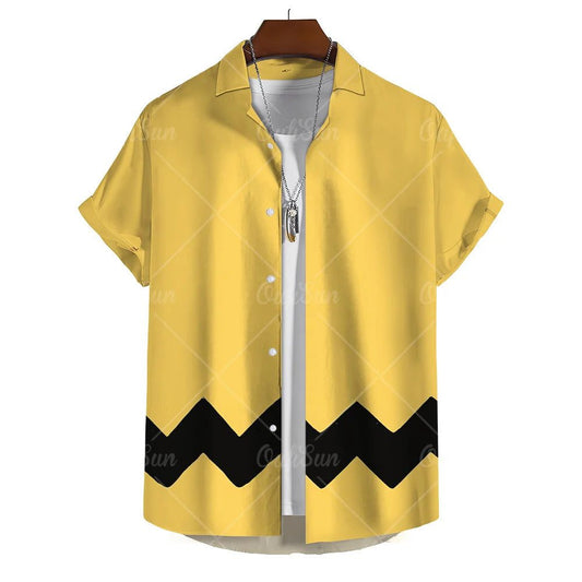 Men's Yellow Oversized Hawaiian Shirt for Summer