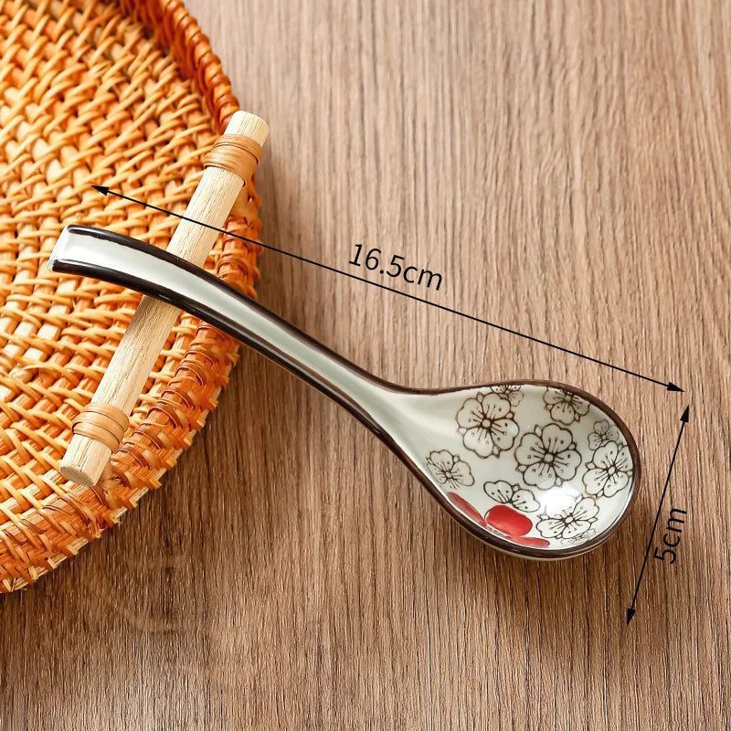Stylish Japanese Ceramic Soup Spoons Set