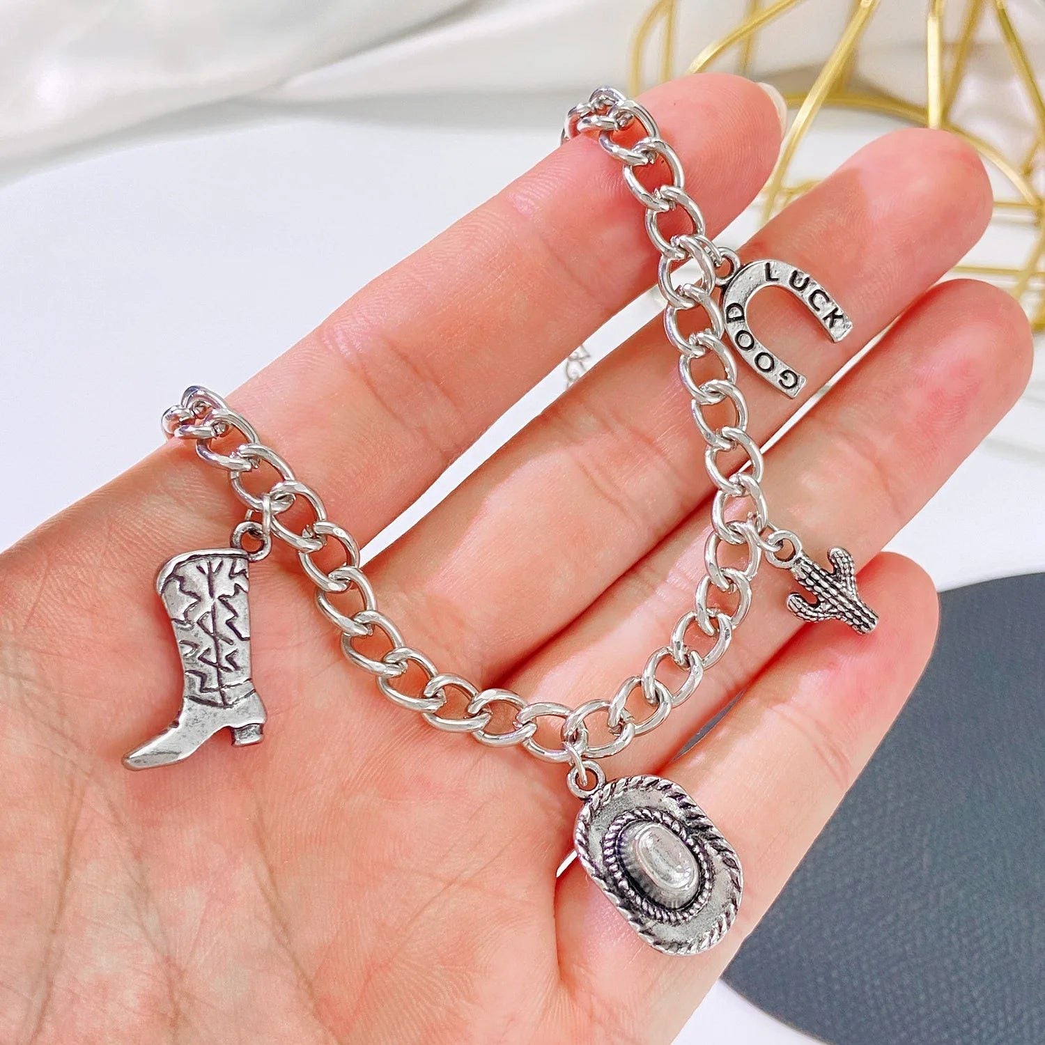 Western Cowboy Charm Bracelet for Men Women