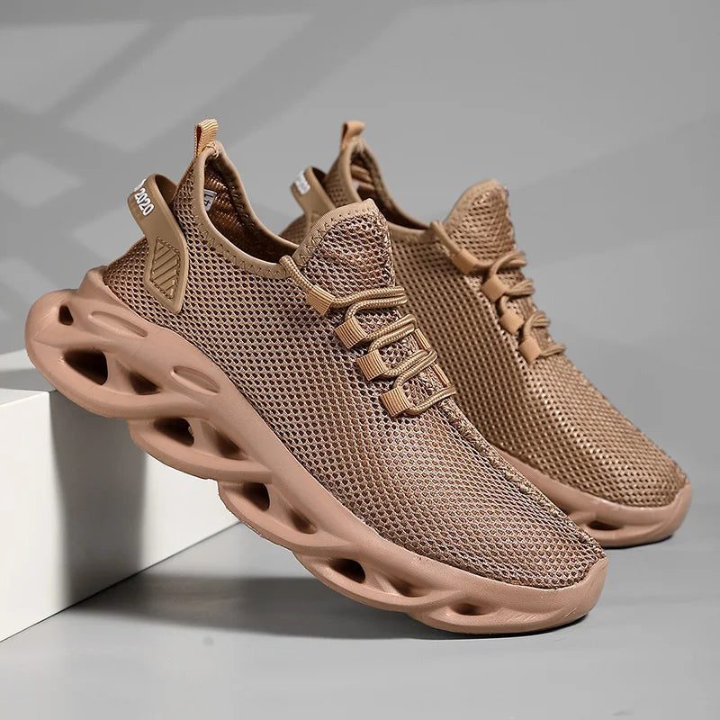 Men's Breathable Black Jogging Sneakers for Sports