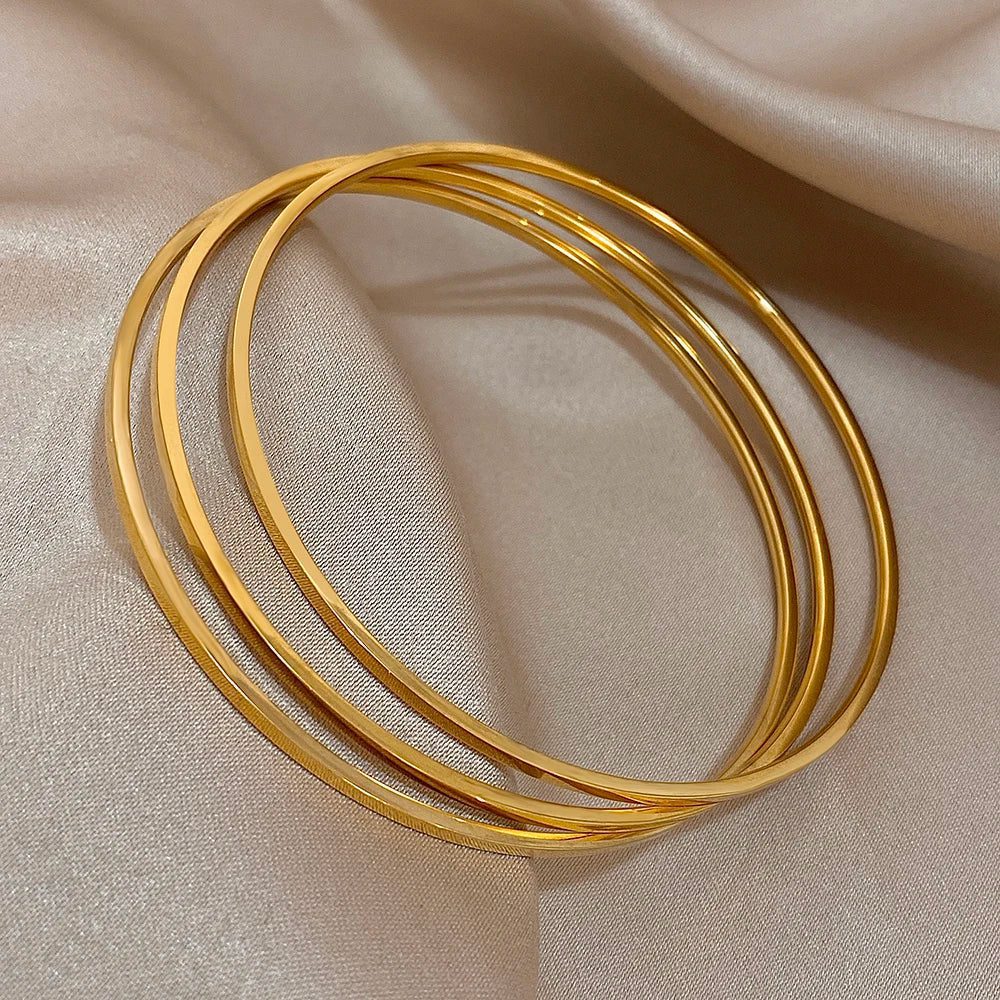 Chic Waterproof 18K Gold Plated Bangles