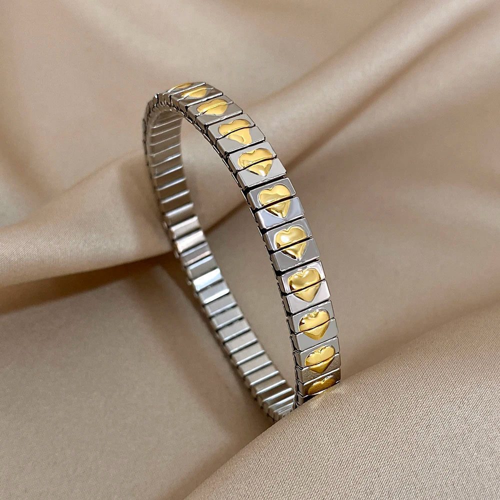 Vintage Waterproof Stainless Steel Heart Bangles