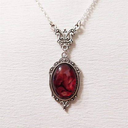 Gothic Blood Red Quartz Vintage Choker Necklace