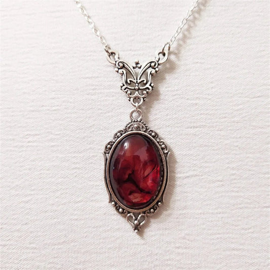 Gothic Blood Red Quartz Vintage Choker Necklace