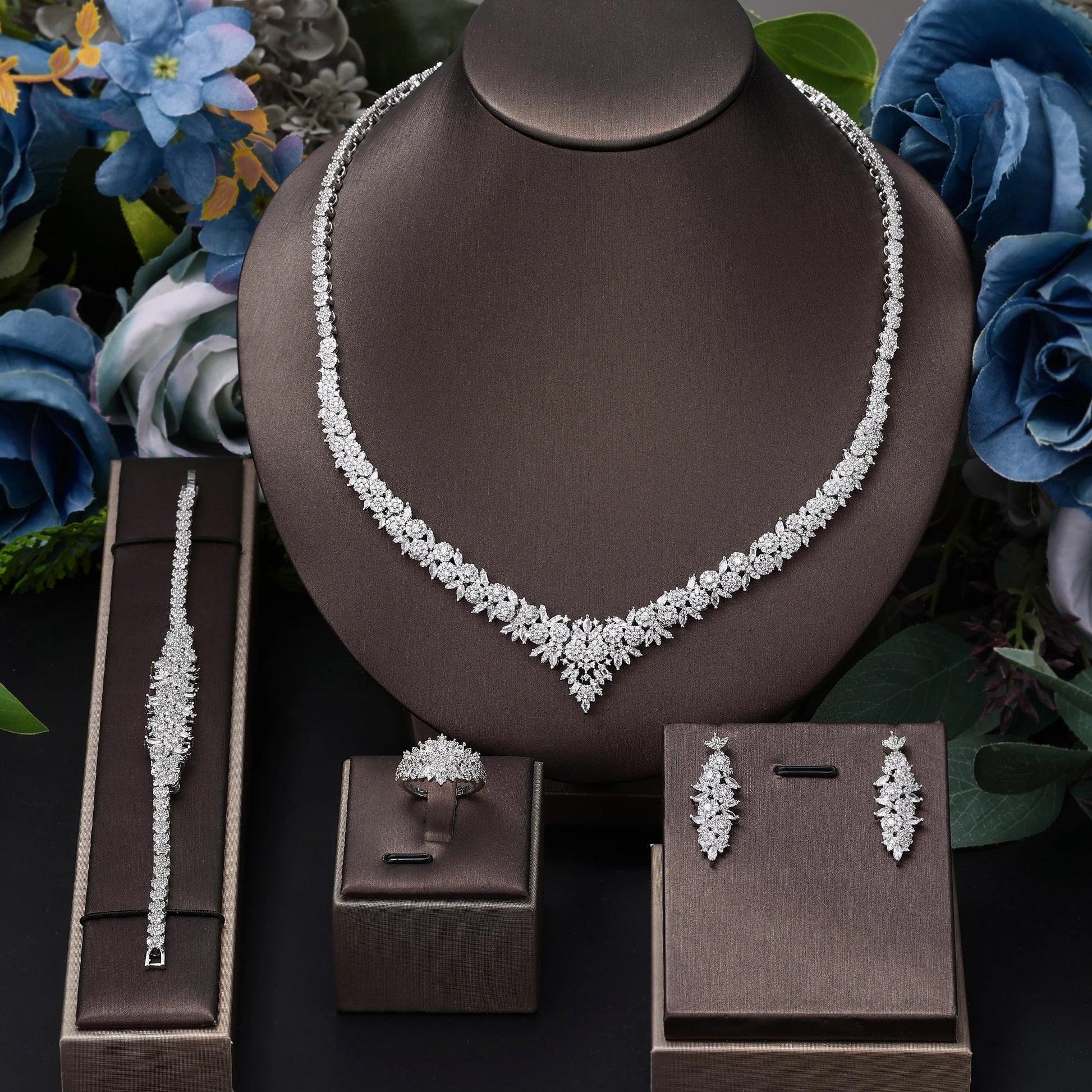Luxury Wedding Jewelry Set: 4 Pieces