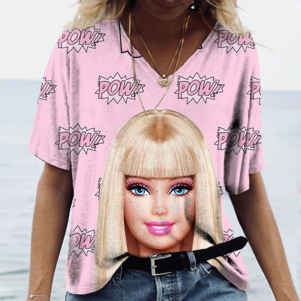 Classic Pink V-Neck T-Shirt for Women