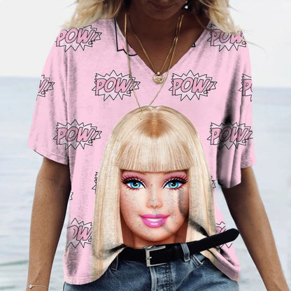 Classic Pink V-Neck T-Shirt for Women