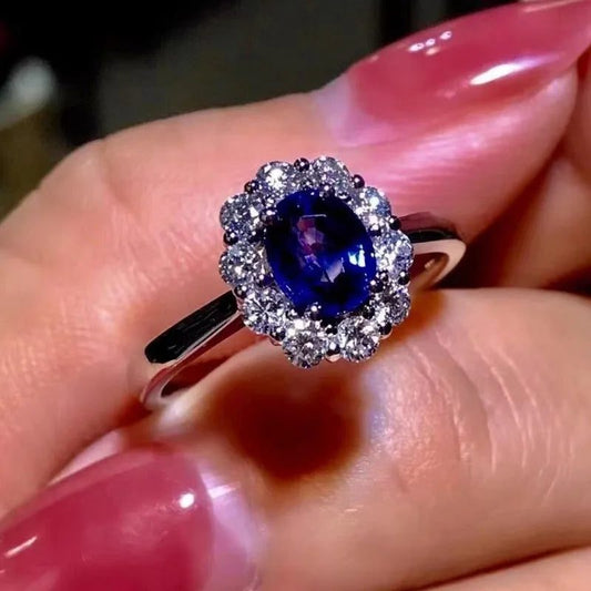 Elegant Sapphire Flower Ring for Women