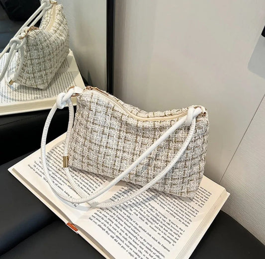 Luxury Woolen Plaid Crossbody Bag for Parties