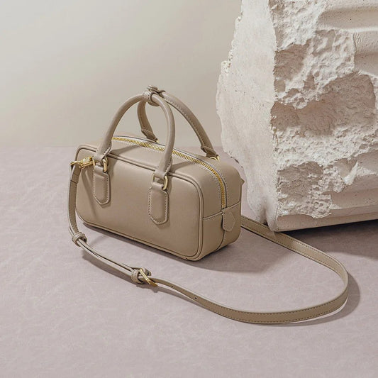 2024 Vintage Cowhide Crossbody Bowling Bag