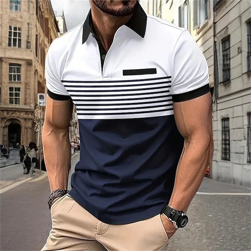 Men's Color Block Golf Shirt for Summer