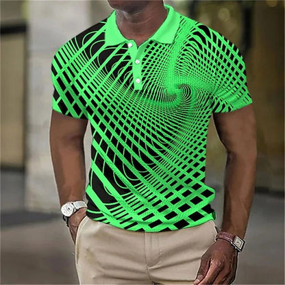 Men's 3D Print Golf Polo Shirt