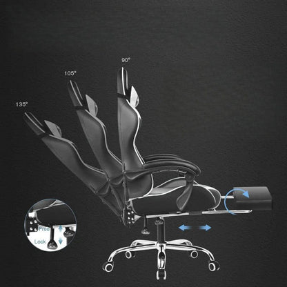 Adjustable Gaming Chair with Footrest and Support