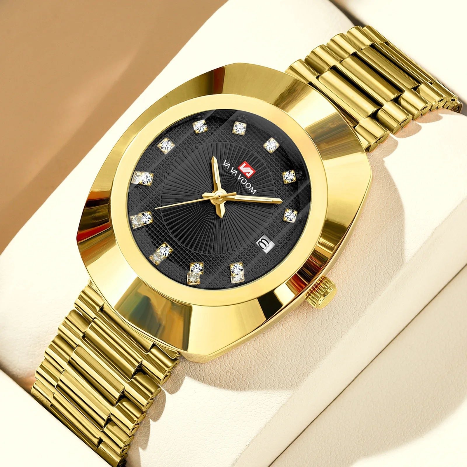 Luxury Waterproof Gold Diamond Unisex Couple Watch