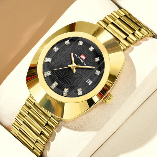 Luxury Waterproof Gold Diamond Unisex Couple Watch