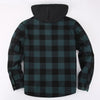 Men's Green Plaid Fleece Hooded Shirt Jacket