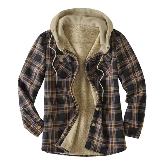 Men's Thick Velvet Lined Flannel Shirt