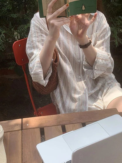 Trendy Oversized Striped Cotton Shirts for Women