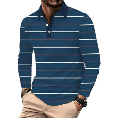 Men's Casual Stripe Polo Golf Shirts