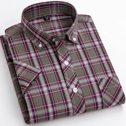 Men's Short Sleeve Plaid Flannel Shirt