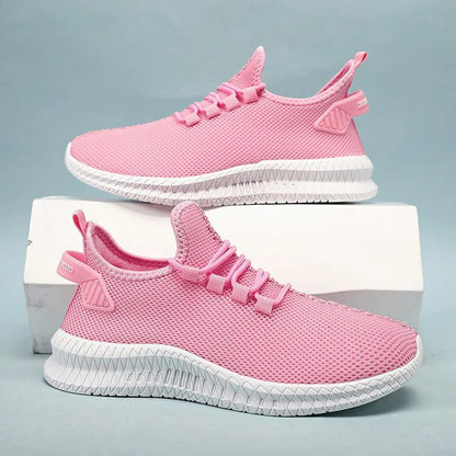 Breathable Pink Sneakers for Women, Size 35-48