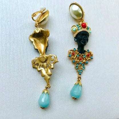 Vintage Pearl Medieval Stud Earrings for Women