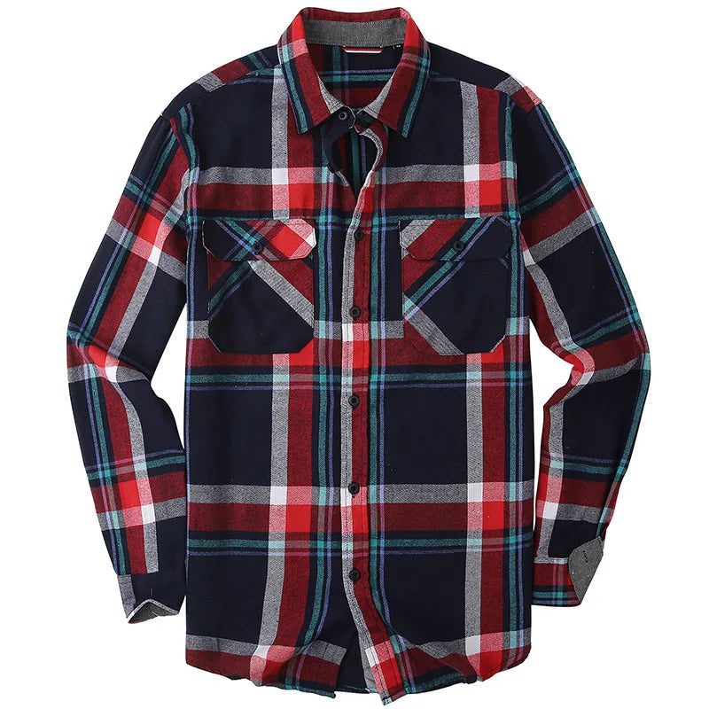 Men's Casual Long Sleeve Plaid Flannel Shirt