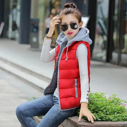 Women Lightweight Hooded Puffer Vest Jacket