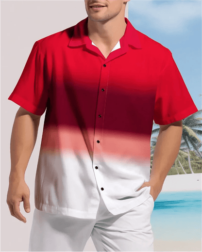 2024 Men's Color Block Hawaiian Beach Shirt
