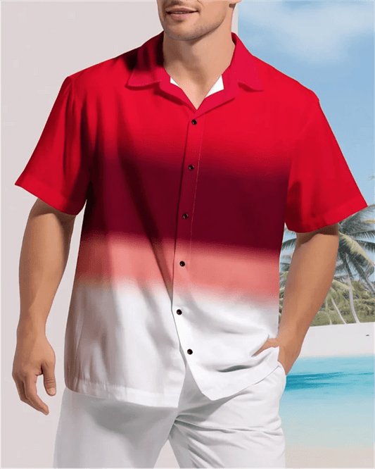 2024 Men's Color Block Hawaiian Beach Shirt