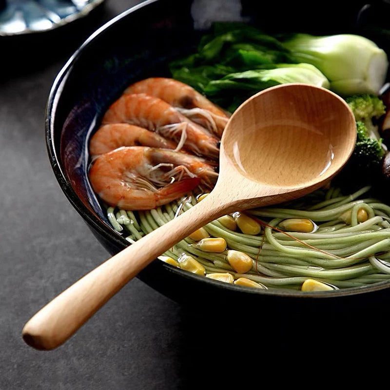 4 Beech Wood Soup Spoons for Cooking