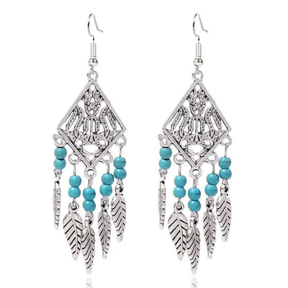Boho Antique Silver Dangle Earrings for Women