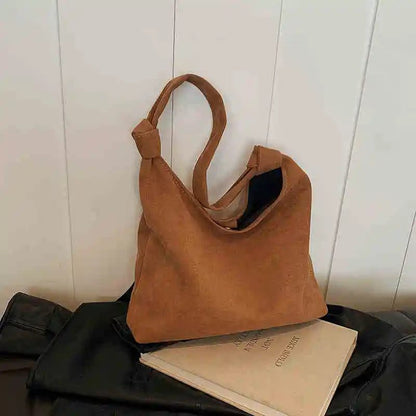 2024 Vintage Brown Suede Shoulder Tote Bag
