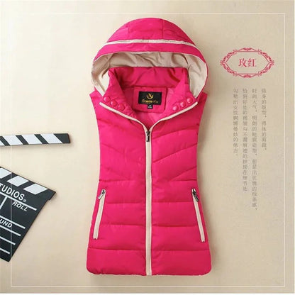 Warm Hooded Cotton Vest Women Streetwear