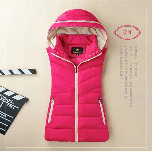 Warm Hooded Cotton Vest Women Streetwear