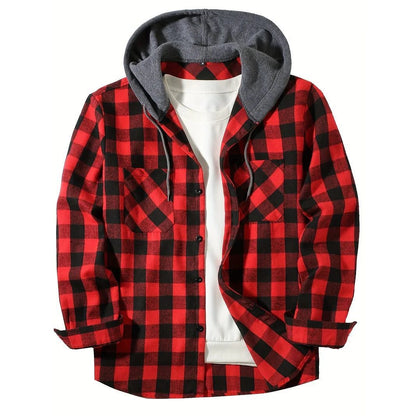 Men's Classic Plaid Flannel Hoodie Shirt