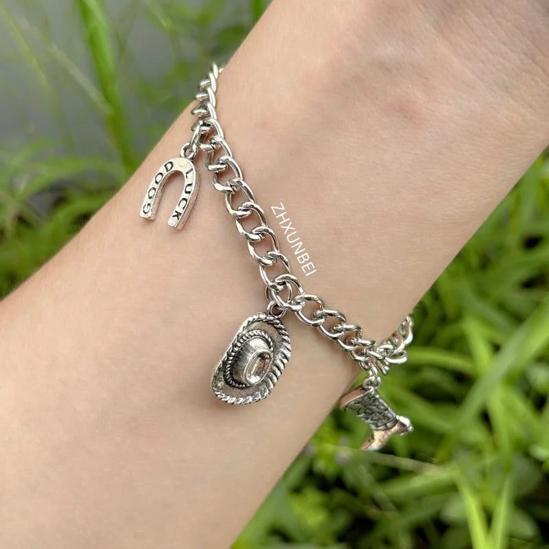 Western Cowboy Charm Bracelet for Men Women