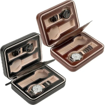 Portable Travel Watch Case with Zipper Storage