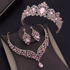 Luxury Pink Crystal Bridal Jewelry Sets
