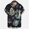 Men's Hawaiian Mermaid Print Short Sleeve Shirt