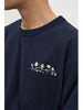 Men's Flower Embroidered Pocket T-Shirt - Streetwear
