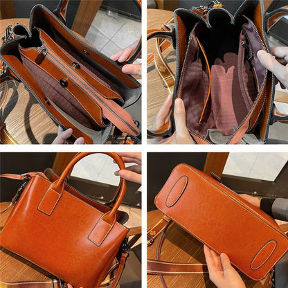 2024 Trendy Vintage Leather Tote Handbags