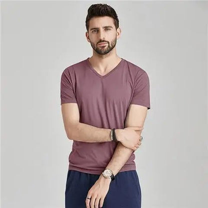 Men's V-Neck T-Shirts: Luxury Ice Silk