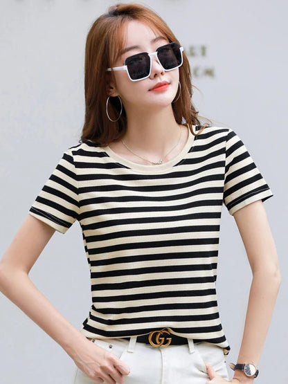 2024 Women’s Casual Striped T-Shirt Summer